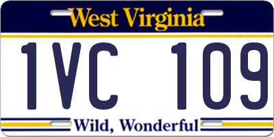 WV license plate 1VC109