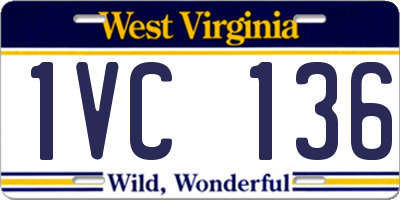 WV license plate 1VC136