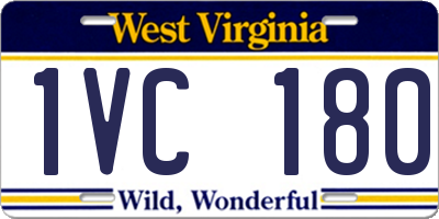 WV license plate 1VC180