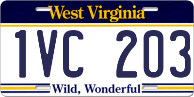 WV license plate 1VC203