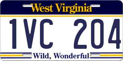 WV license plate 1VC204