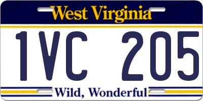 WV license plate 1VC205