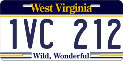 WV license plate 1VC212