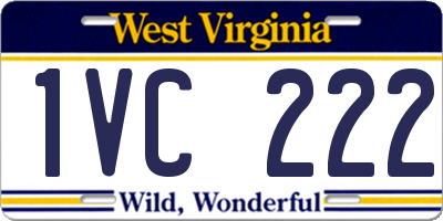 WV license plate 1VC222