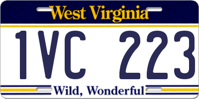 WV license plate 1VC223