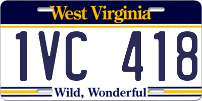 WV license plate 1VC418