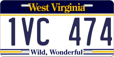 WV license plate 1VC474