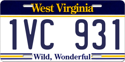 WV license plate 1VC931