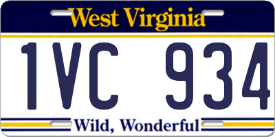WV license plate 1VC934