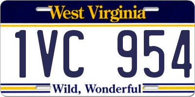 WV license plate 1VC954