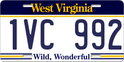 WV license plate 1VC992