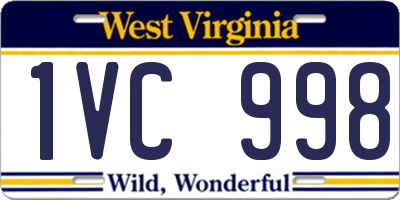 WV license plate 1VC998