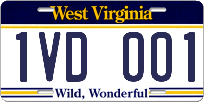 WV license plate 1VD001