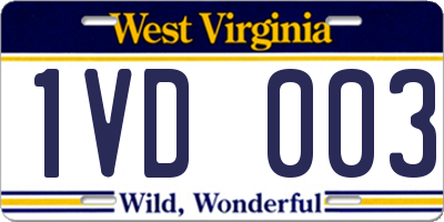 WV license plate 1VD003