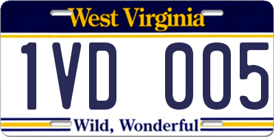 WV license plate 1VD005