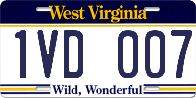 WV license plate 1VD007