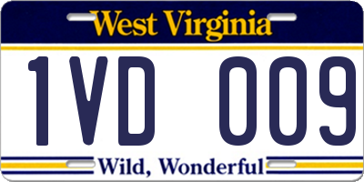 WV license plate 1VD009