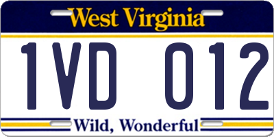 WV license plate 1VD012