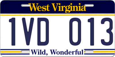 WV license plate 1VD013