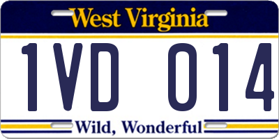 WV license plate 1VD014