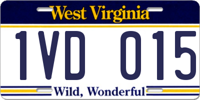 WV license plate 1VD015