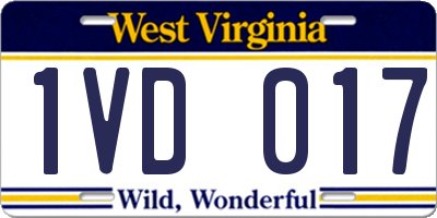 WV license plate 1VD017