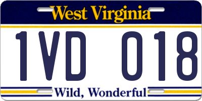 WV license plate 1VD018