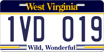 WV license plate 1VD019