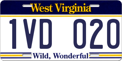 WV license plate 1VD020