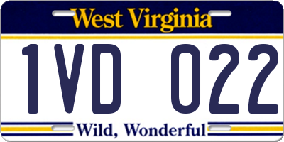 WV license plate 1VD022