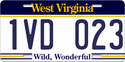 WV license plate 1VD023