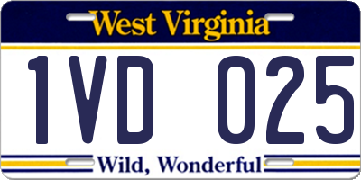 WV license plate 1VD025