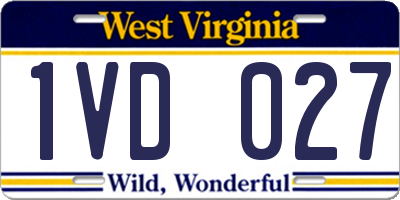 WV license plate 1VD027
