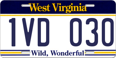 WV license plate 1VD030