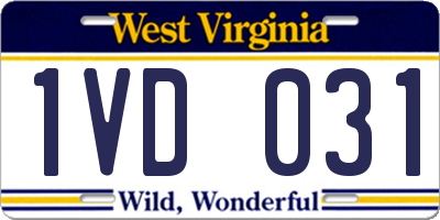 WV license plate 1VD031