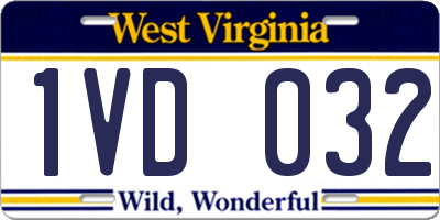 WV license plate 1VD032
