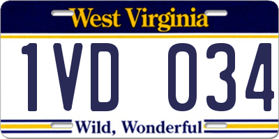 WV license plate 1VD034