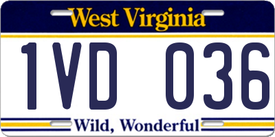 WV license plate 1VD036