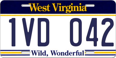 WV license plate 1VD042