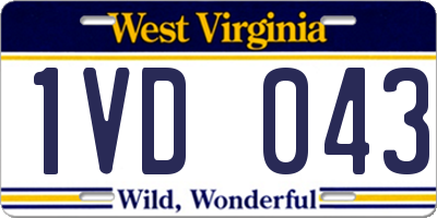 WV license plate 1VD043