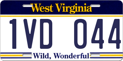 WV license plate 1VD044