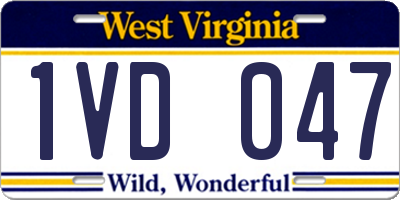 WV license plate 1VD047