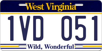 WV license plate 1VD051