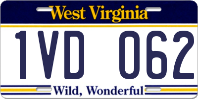 WV license plate 1VD062