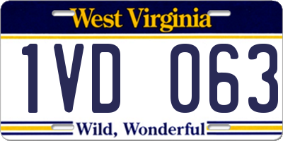 WV license plate 1VD063