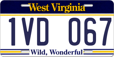 WV license plate 1VD067