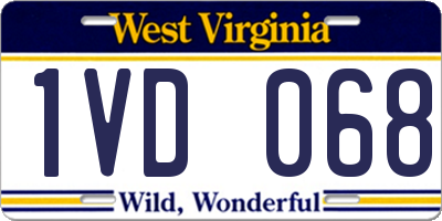 WV license plate 1VD068