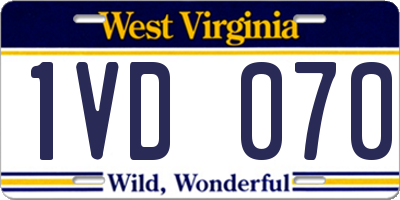 WV license plate 1VD070