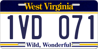 WV license plate 1VD071