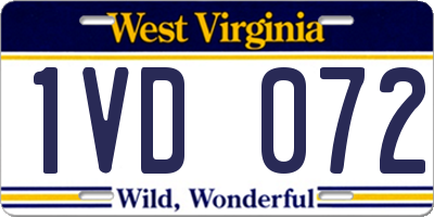 WV license plate 1VD072